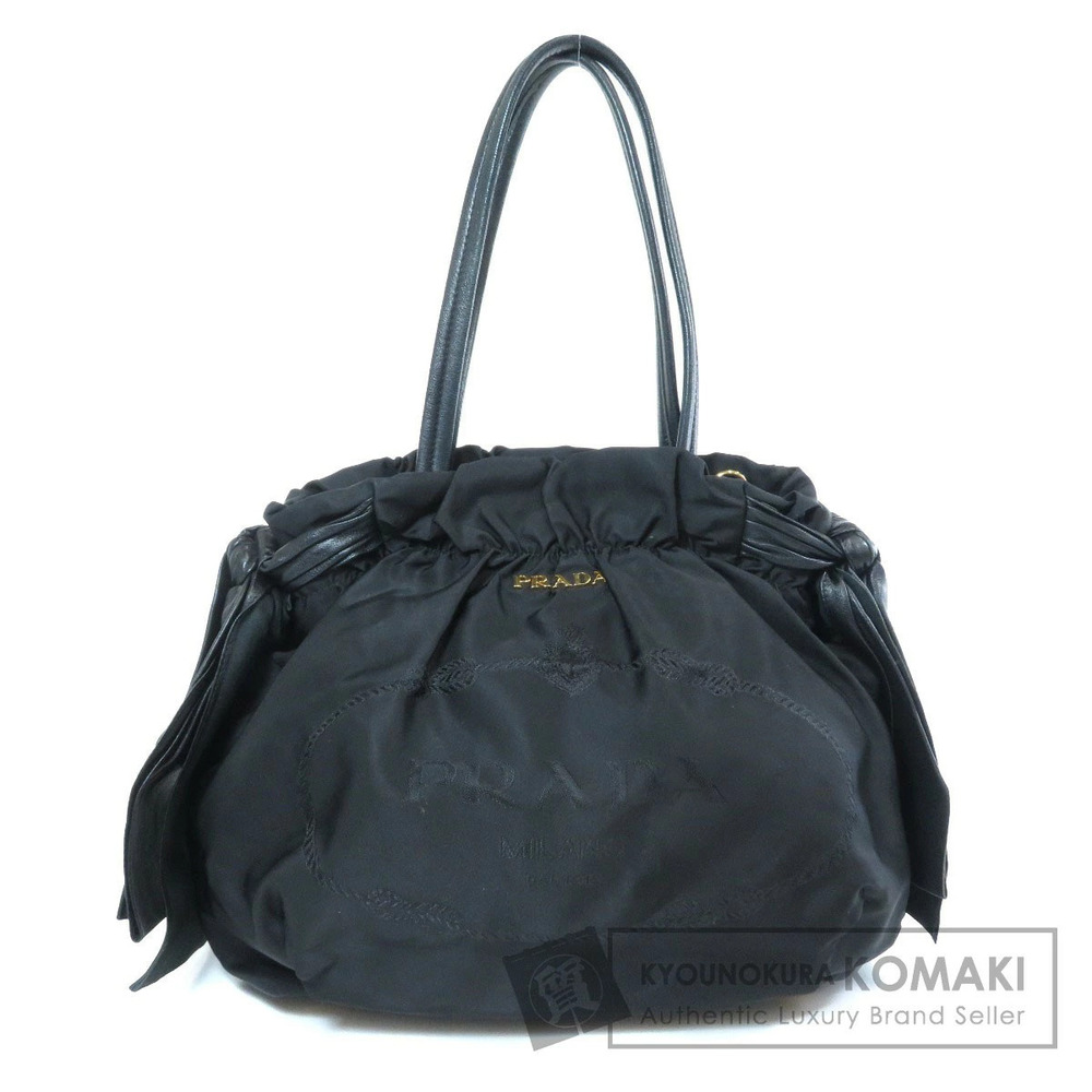 Prada Tessuto Bow Shoulder Bag black leather